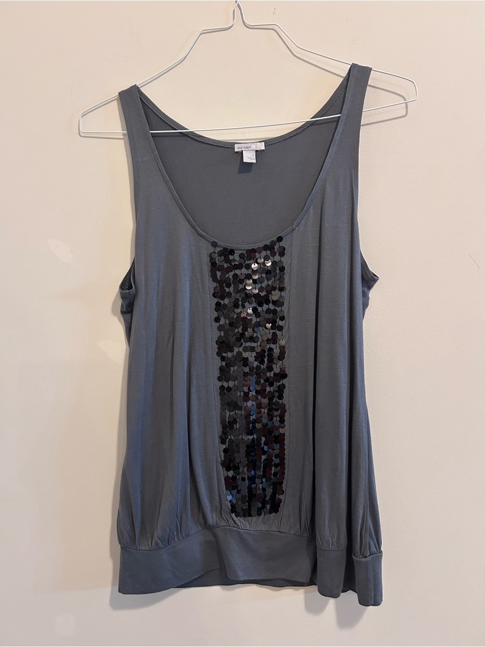 Old‎ Navy Grey Sequin-Embellished Tank Top